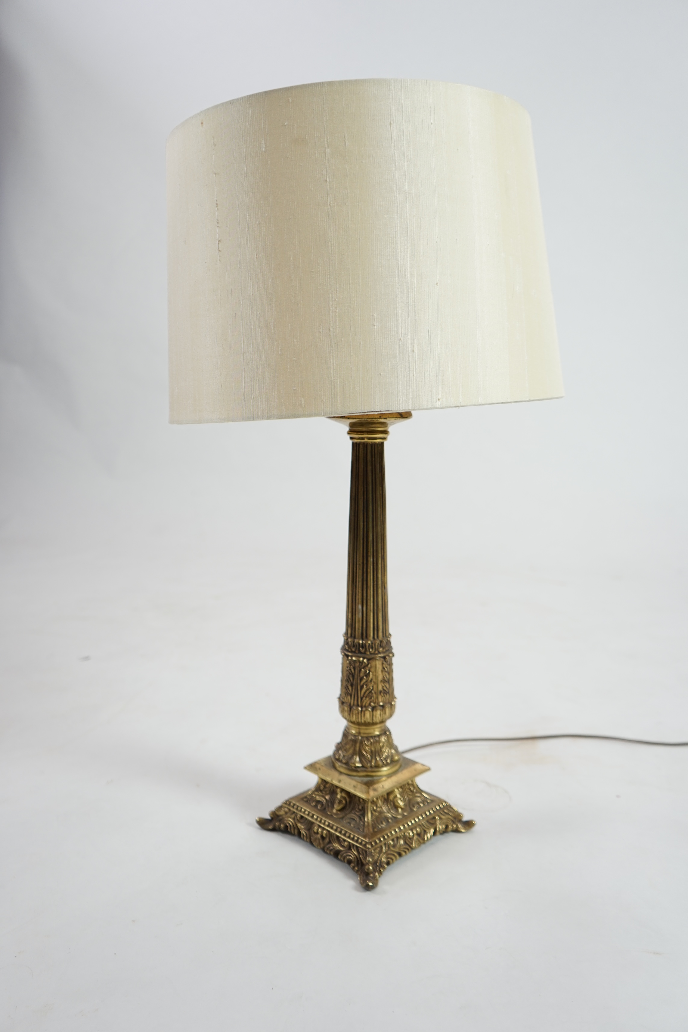 A Victorian style brass table lamp